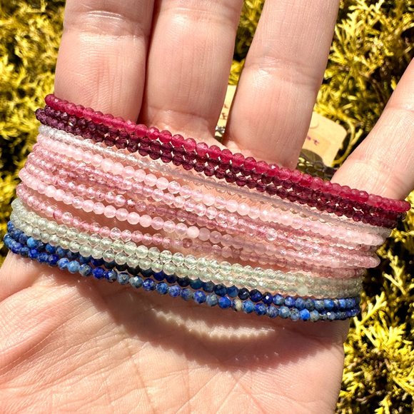 Faceted Natural Crystal Beaded Anklets - Picture 1 of 6